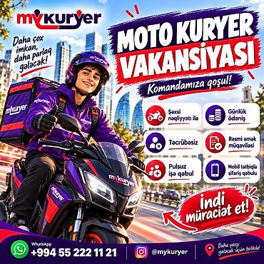 internet iş: Moto-kuryer tələb olunur, Gündəlik ödəniş, Təcrübəsiz — 1