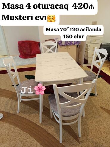 Çarpayılar: Mətbəx üçün, Yeni, Açılan, Dördbucaq masa, 4 stul