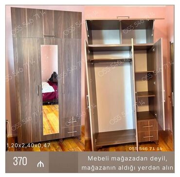 Dolablar: Yeni, 3 qapılı Düz dolab, Qarderob, paltar dolabı