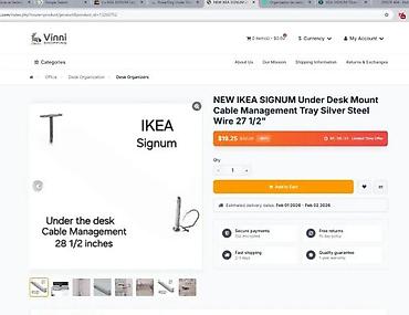 stilsko: IKEA SIGNUM – korpa za organizaciju kablova ispod stola - Montira se — 2