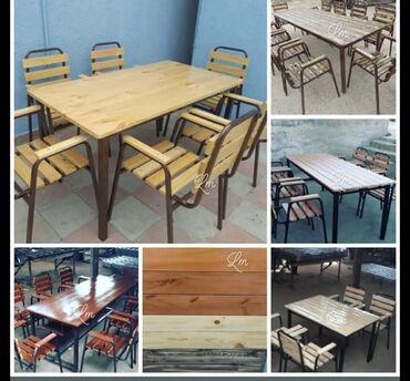 Bağ, çöl masa və oturacaq dəstləri: Yeni, Kvadrat masa, Açılmayan, Stullar ilə, Taxta, Azərbaycan — 4