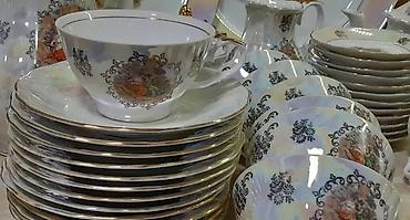 Qab-qacaq və mətbəx ləvazimatları: Çay dəsti, Farfor, 12 nəfərlik, Almaniya — 5