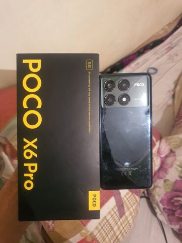 телефоны poko: Poco X6 Pro 5G, Колдонулган, 256 ГБ, түсү - Кара, 2 SIM