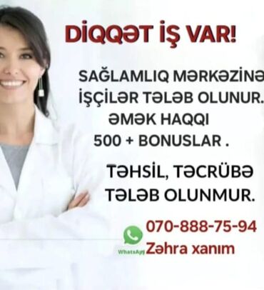 ozel klinikaya tibb bacisi teleb olunur 2024: Tibb bacısı tələb olunur, 30-45 yaş, Təcrübəsiz, Növbəli qrafik