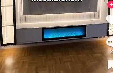 TV komoda sa ugrađenim električnim kaminom i LED ambijentalnim — 2