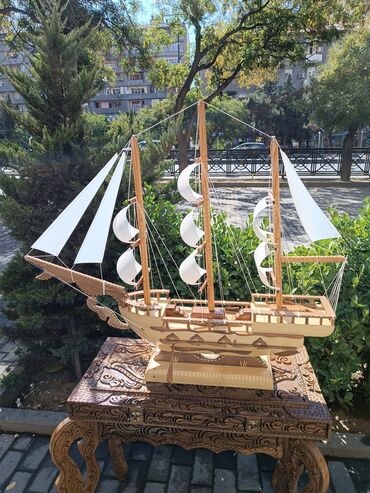 Gəmi modelləri: 1-ci şəkildəki Əl işi Qoz agacı Gəmi 25azn Qoz Ağacından hazırlanmış — 5