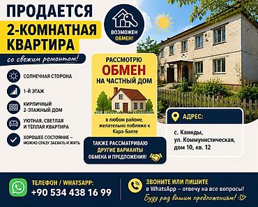 комнаты иссык: 2 комнаты, 70 м², 1 этаж, Свежий ремонт — 1