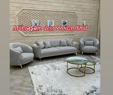 Möhtəşəm oturma dəsti – 990 AZN - Tərkib: 1 ədəd 3 nəfərlik divan + 2