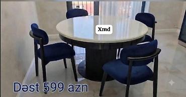 круглый стол на заказ: - Yemək otağı üçün masa-stul dəsti - Tərkibi: 1 ədəd dairəvi masa + 4 — 1