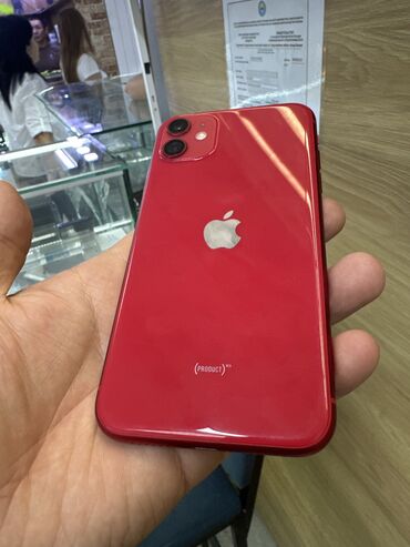1 айфон: IPhone 11, Б/у, 128 ГБ, Красный, 91 %
