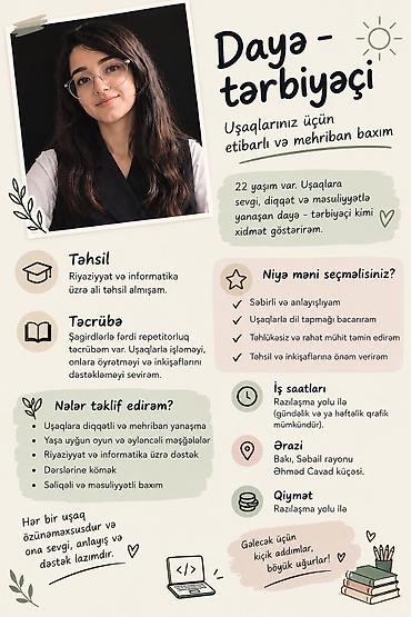 Daya–tərbiyəçi xidməti: uşaqlar üçün etibarlı və mehriban baxım