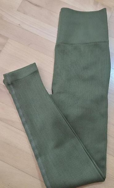 Helanke, biciklistički šortsevi: Ženske sportske helanke – maslinasto zelene - Visok struk sa širokim — 16