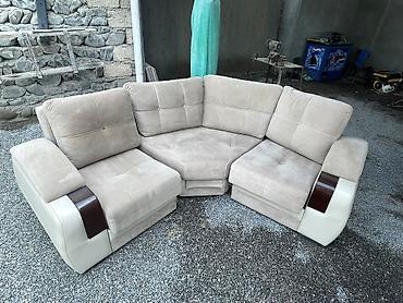divan 2 ci el: Bej rəngli L formalı divan dəsti - 3 moduldan ibarət böyük L formalı — 8