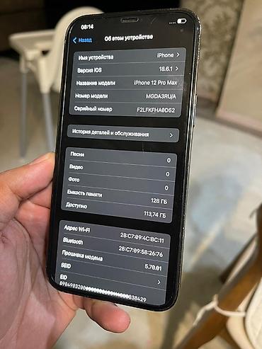 Apple iPhone: IPhone 12 Pro Max, Б/у, 128 ГБ, Pacific Blue, Чехол, 76 % — 9