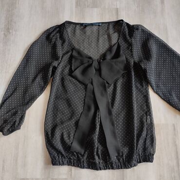 elipsa bluze: Zara, M (EU 38), Viscose, Dots, color - Black
