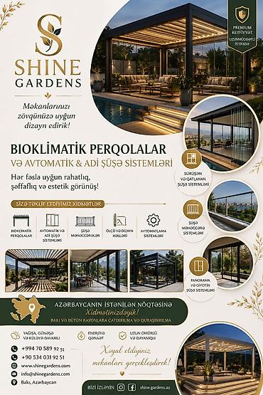 Shine Gardens – Bioklimatik perqolalar və avtomatik/adi şüşə