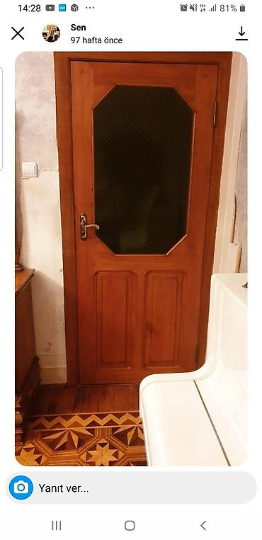 qoz: Taxta iç qapı – şüşəli model - Material: təbii ağac karkas və panel - — 1