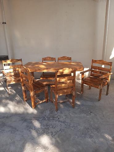 Balkon üçün, İşlənmiş, Açılmayan, Dördbucaq masa, 6 stul