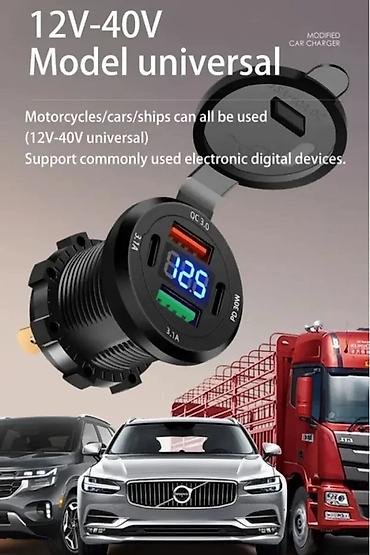 mobilni auto elektricar: USB PD30w, 3.1A QC, C-type, Ugradni brzo punjenje 5V pozadinsko — 2