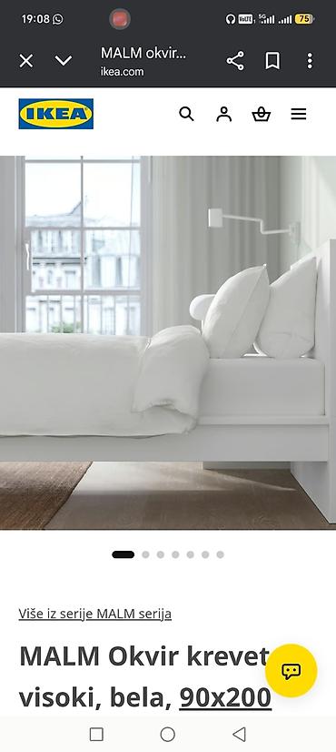 Kreveti: IKEA MALM Krevet — 50 € Prodaje se polovan IKEA MALM krevet u beloj — 5