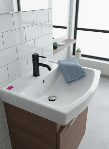 раковина с тумбочкой: Раковина для ванной, Угловая форма, Материал: Керамика