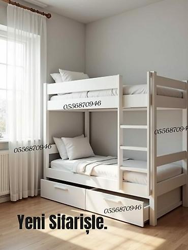 Uşaq mebeli: Oğlan və qız üçün, Yeni, Çarpayı, Matras ilə, Siyirməli, Laminat — 6