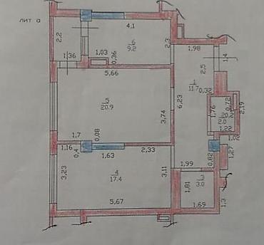 67: 2 комнаты, 63 м², Золотой квадрат Элитка, 12 этаж — 2