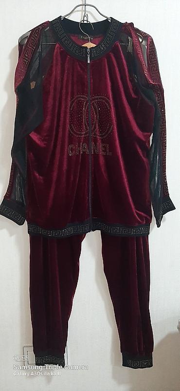 idman sort: GƏNCƏ şəhərində bordo rəngli 48 bədən qadın dəst geyimi. Dəst uzunqol — 1