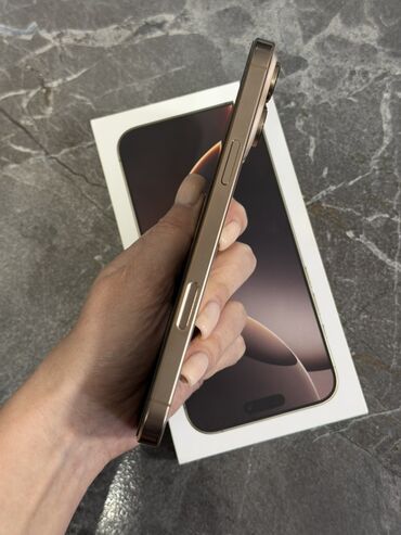 я ищу телефон: IPhone 16 Pro Max, Колдонулган, 256 ГБ, Desert Titanium, Куту, 92 %