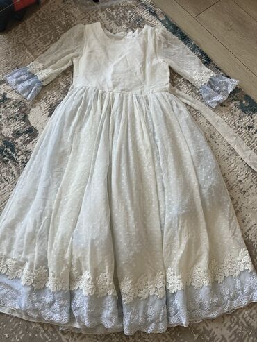 белая платье: Повседневное платье, Турция, Зима, Длинная модель, Трикотаж, Платье-комбинация, S (EU 36)