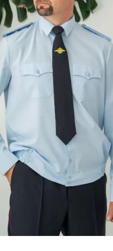 Рубашки: Белая форменная рубашка с длинным рукавом и накладными карманами с — 8