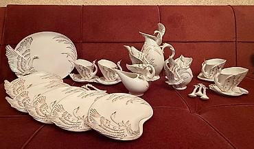 bıldırcın eti satışı: Çay dəsti, rəng - Ağ, Farfor, 6 nəfərlik — 1