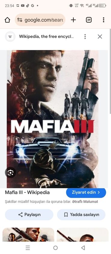 сони эриксон: Mafia 3 diski tər təmizdir az islenib
