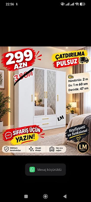 *Çatdırılma+quraşdırılma xidməti şəhər daxili pulsuz* 📌 *Dörd qapılı