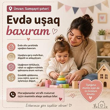 detektiv xidməti: Xidmət: Evdə uşaq baxımı Ünvan: Sumqayıt şəhəri Təsvir: - Ailə — 1