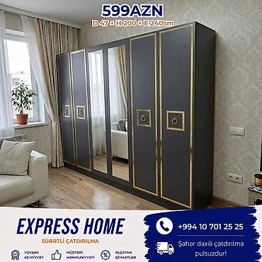 dolab skaf: Yeni, 6 qapı, Güzgülü, Açılan, Düz dolab — 1