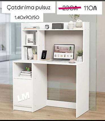 Ofis/iş masası – ağ rəng, çoxfunksiyalı dizayn Ölçü: 1.40 x 90/50