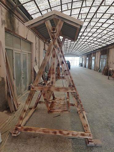 качели для дачи: Bağ və həyət üçün taxta yelləncək - Material: təbii ağacdan yığılma — 6