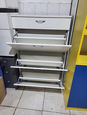 metal şkaf: Ağ rəngli, ensiz dizaynlı ayaqqabı dolabı - Model: Dördkməfəli — 6