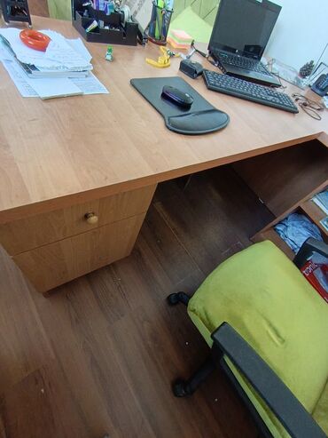 Ofis dəst mebeli: Ofis üçün L formalı iş masasının dəsti - Material: taxta/laminat — 8