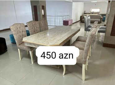 metbex ucun kafeller: Qonaq otağı üçün, Yeni, Açılmayan, Dördbucaq masa, 6 stul