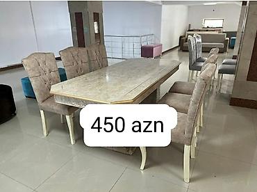 tek stolar: Qonaq otağı üçün, Yeni, Açılmayan, Dördbucaq masa, 6 stul — 5