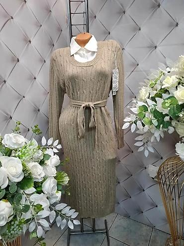 Haljine: Pleteni ženski komplet-haljina - Model: pripijena pletena haljina do — 8