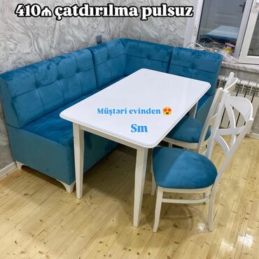 Masa və oturacaq dəstləri: Mətbəx üçün, Yeni, Açılmayan, Dördbucaq masa, 2 stul — 1