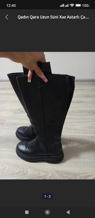 детские теплые резиновые сапоги: Uzunboğaz, Derimod, Ölçü: 37, rəng - Qara, Yeni