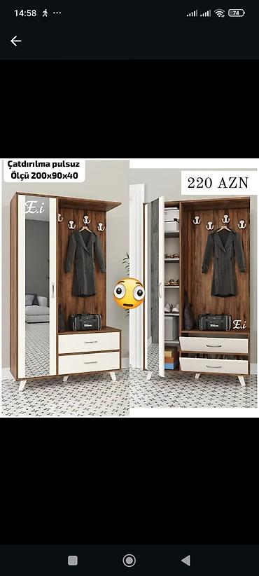 220: Dəhliz üçün kupe-çantalı paltar asqısı və şkaf dəsti - Ölçü — 2