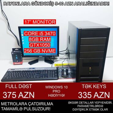 Masaüstü kompüterlər və iş stansiyaları: Oyun üçün Kompüter "Core i5 3470 GTX1050 2GB 256GB NVME” ⭐Tək Sistem — 4