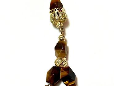 qizil tesbeh: Təsbeh – Təbii Pişik gözü (Tiger’s Eye) daşından - Material: faset — 2