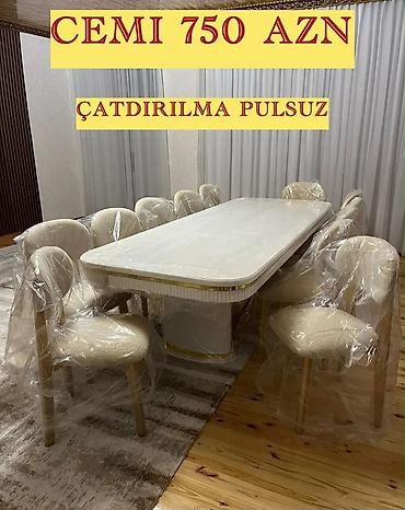 modern stol stul: Yemək otağı dəsti – masa və 10 ədəd stul - Dəst: 1 böyük düzbucaqlı — 1