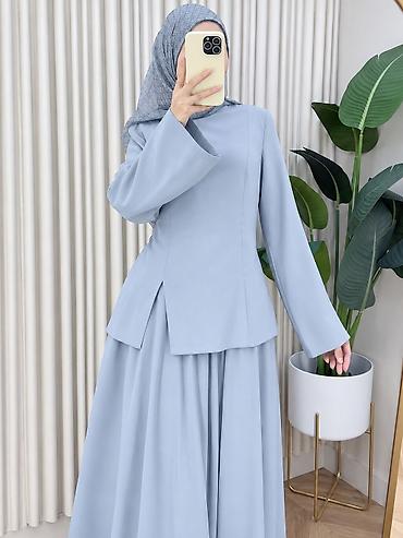 платок на голову: Костюм в стиле modest wear, однотонный, нежно-голубой. Состав и крой — 1
